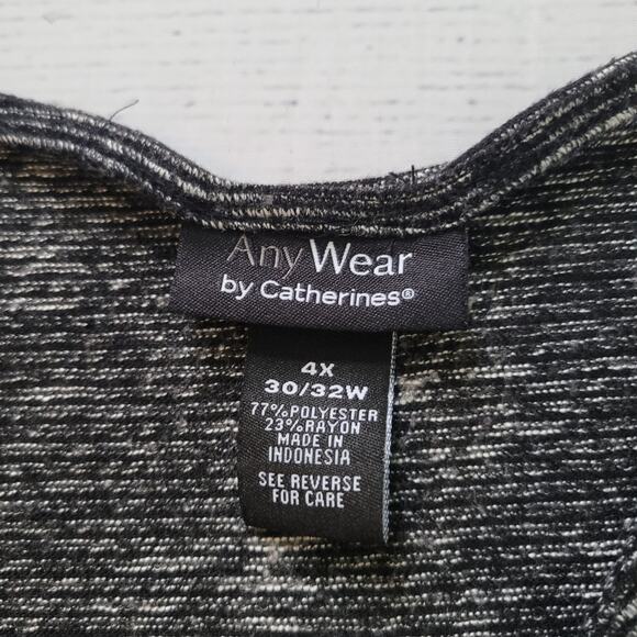 Catherines Size 4x Any Wear Cut Out Wide Strap Black White Micro Stripe Tank Top - Picture 3 of 6